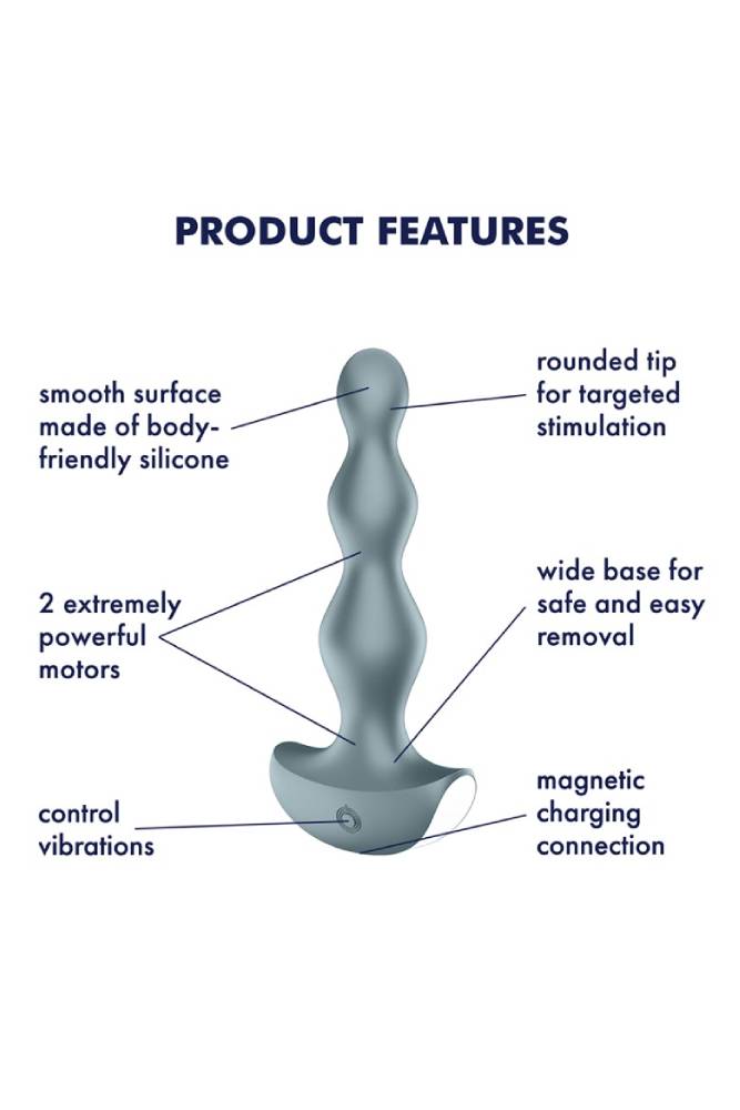 Satisfyer - Lolli 2 - Vibrating Anal Plug - Grey - Stag Shop