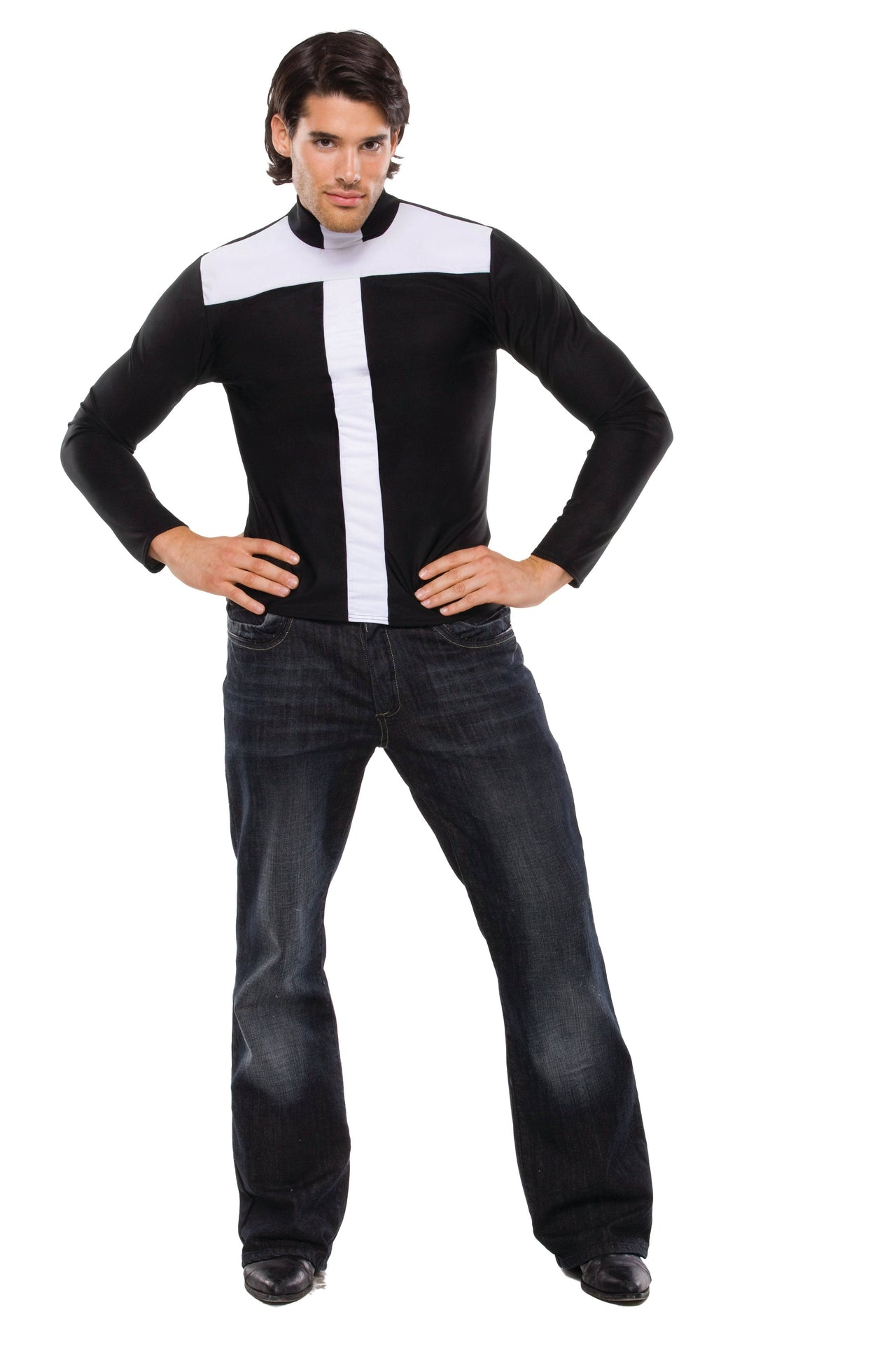 Coquette - M6527 - Sexy Priest Shirt Costume - Black/White - L/XL - Stag Shop