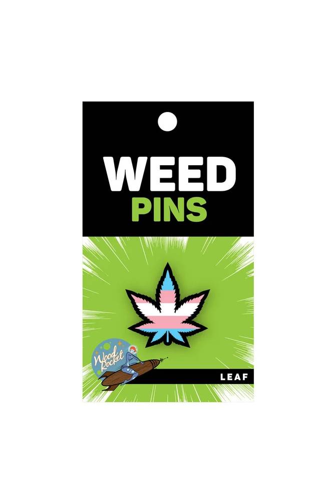 Wood Rocket - Weed Leaf Trans Flag Enamel Pin - Stag Shop