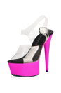 Lapdance Shoes - LS-15 - 6 Inch UV Platform Sandal - Clear/Neon Pink - Stag Shop