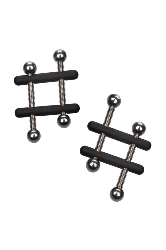Cal Exotics - Nipple Grips - Power Grip Crossbar Nipple Vices - Black/Silver - Stag Shop