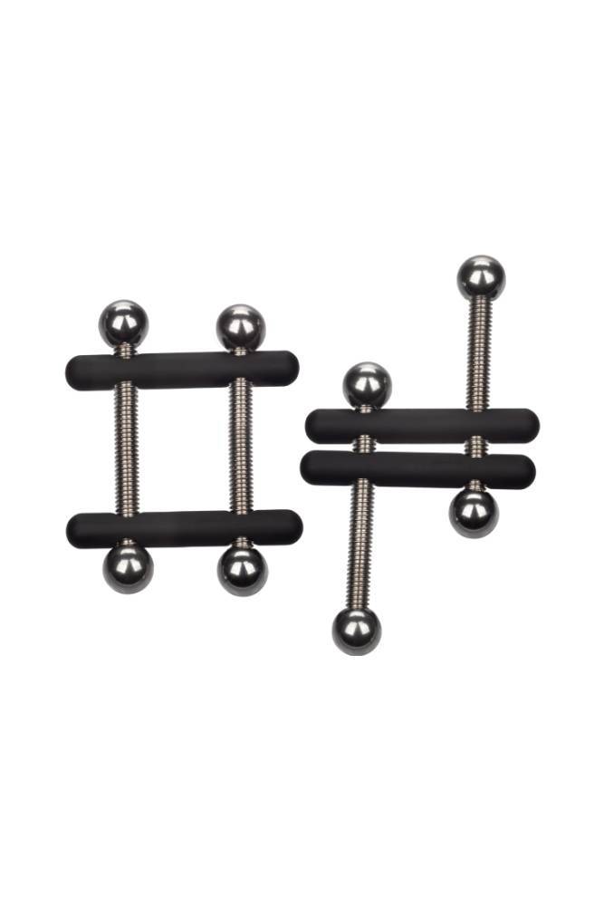 Cal Exotics - Nipple Grips - Power Grip Crossbar Nipple Vices - Black/Silver - Stag Shop