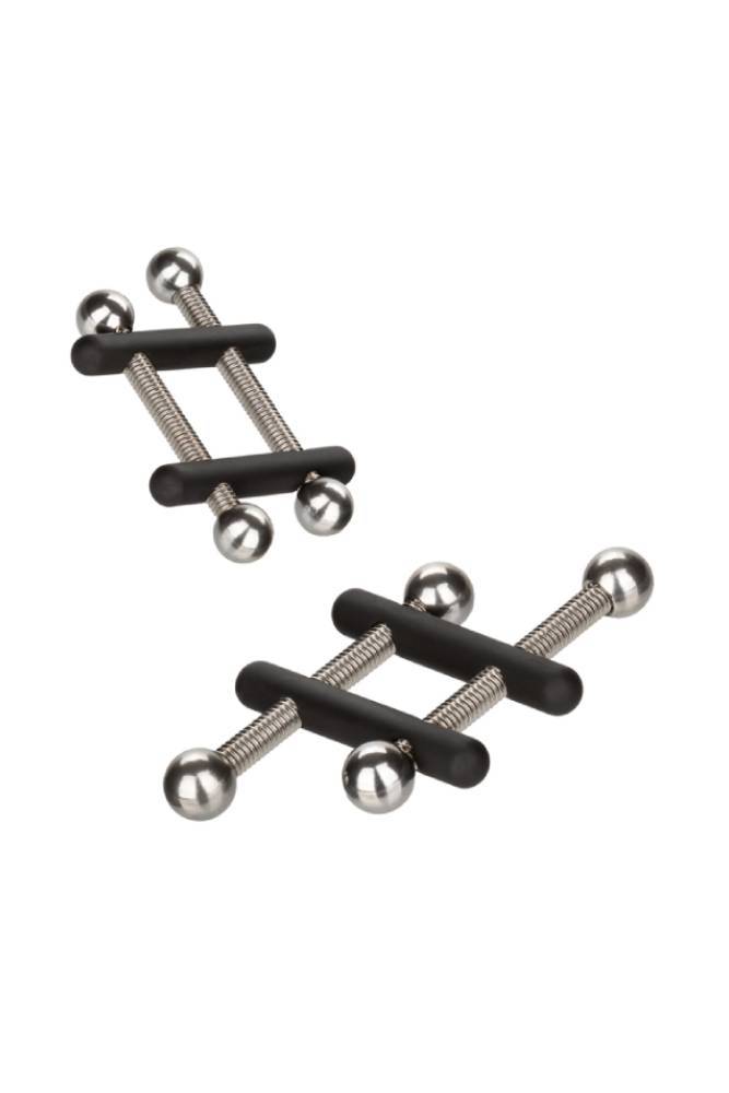 Cal Exotics - Nipple Grips - Power Grip Crossbar Nipple Vices - Black/Silver - Stag Shop