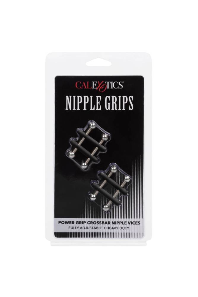 Cal Exotics - Nipple Grips - Power Grip Crossbar Nipple Vices - Black/Silver - Stag Shop