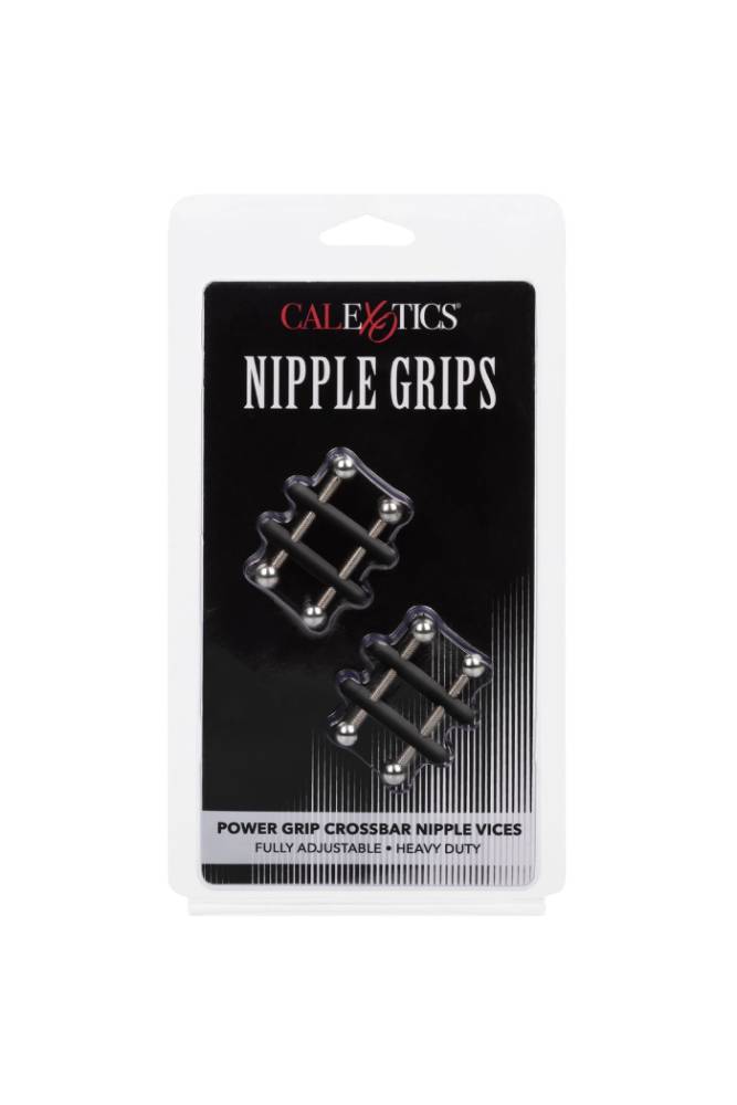 Cal Exotics - Nipple Grips - Power Grip Crossbar Nipple Vices - Black/Silver - Stag Shop