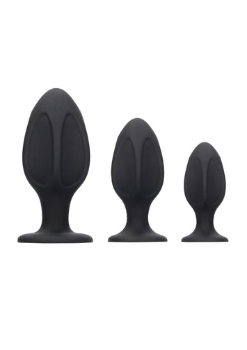 Ouch by Shots Toys - Diamond Shape Butt Plug Set - Black - Stag Shop