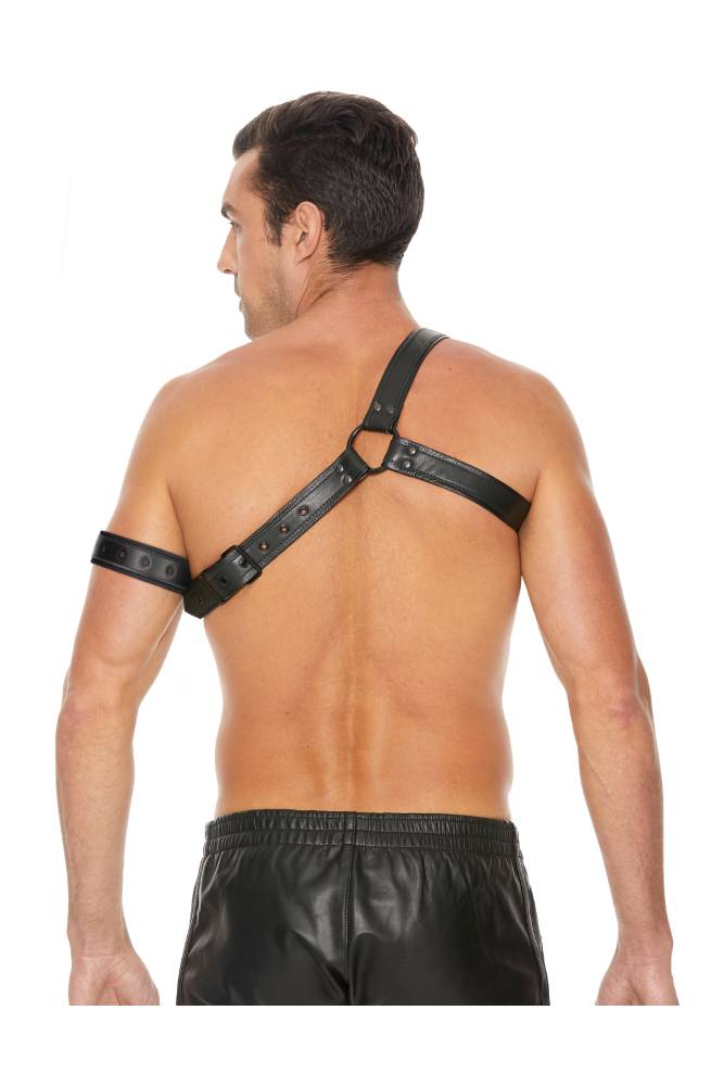 Ouch by Shots Toys - Bonded Leather Gladiator Harness - Black - Stag Shop