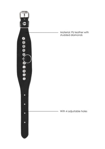 Shots Toys - Diamond Studded Wrist Cuffs - Black - Stag Shop