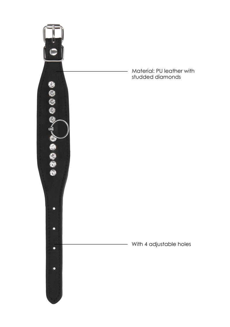 Shots Toys - Diamond Studded Wrist Cuffs - Black - Stag Shop