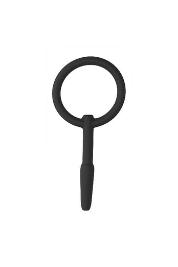 Ouch by Shots Toys - 3.4 inch/87mm Silicone Urethral Sounding Plug - Black - Stag Shop