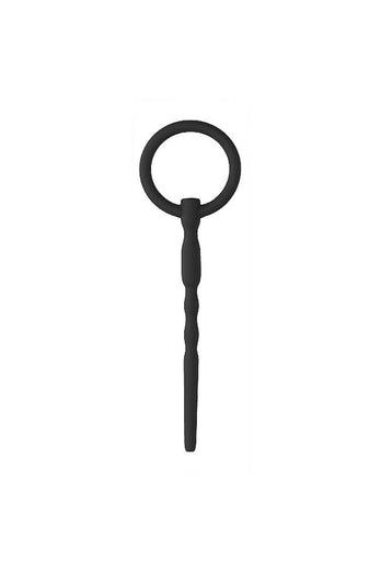 Ouch by Shots Toys - 5.3 inch/135mm Silicone Urethral Sounding Plug - Black - Stag Shop