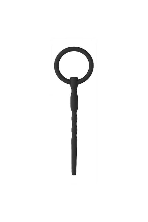 Ouch by Shots Toys - 5.3 inch/135mm Silicone Urethral Sounding Plug - Black - Stag Shop