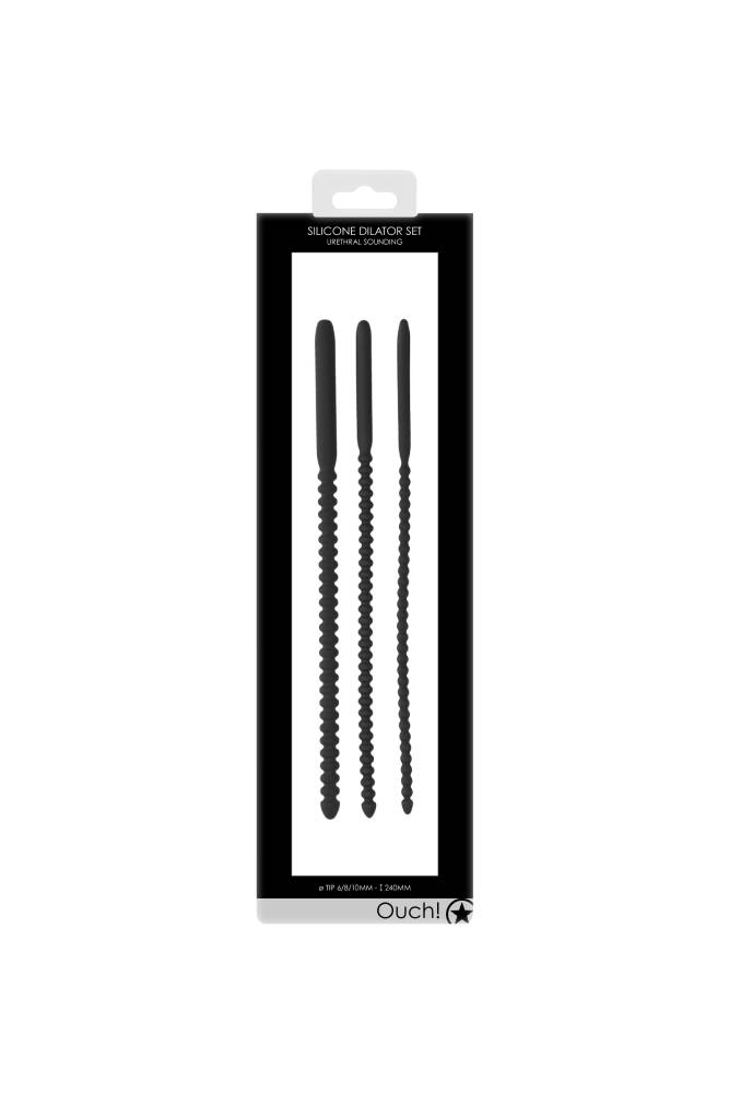Ouch by Shots Toys - Silicone Urethral Sounding Dilator Set - Black - Stag Shop