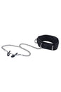 Ouch by Shots Toys - Black & White - Velcro Collar with Nipple Clamps - Black - Stag Shop
