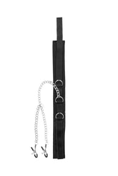 Ouch by Shots Toys - Black & White - Velcro Collar with Nipple Clamps - Black - Stag Shop