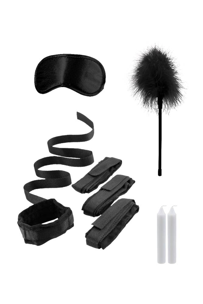 Ouch by Shots Toys - Black & White - Bed Bindings Restraint Kit - Black - Stag Shop