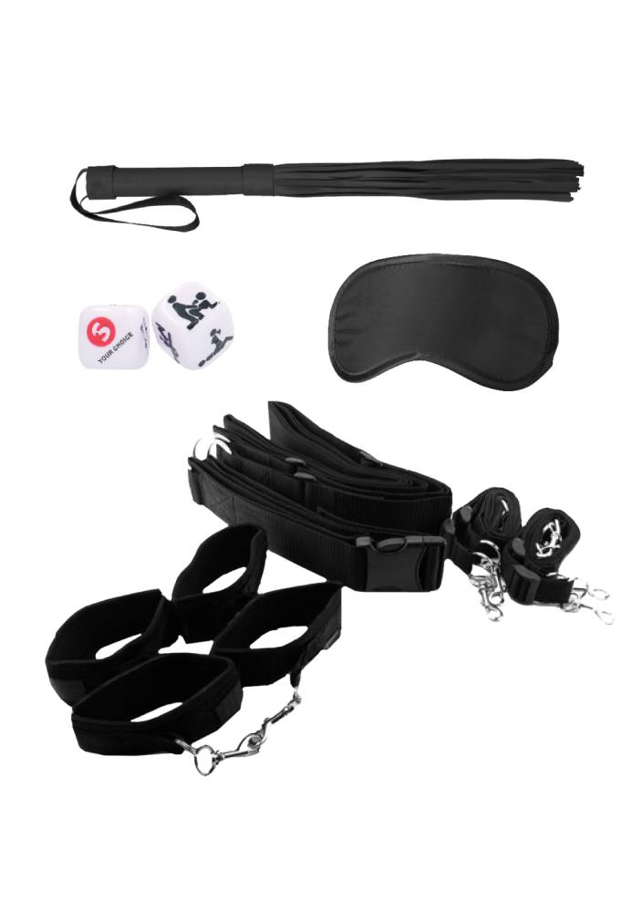 Ouch by Shots Toys - Black & White - Bondage Belt Restraint System - Black - Stag Shop