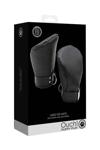 Ouch by Shots Toys - Puppy Play - Neoprene Lined Fist Mitts - Black - Stag Shop
