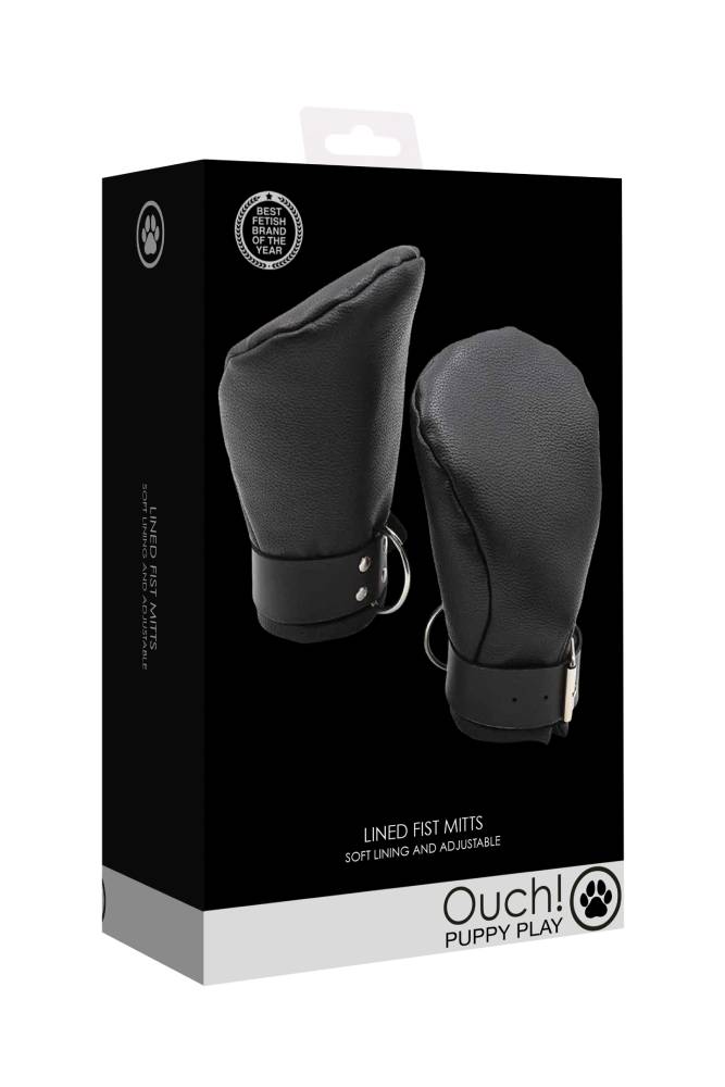 Ouch by Shots Toys - Puppy Play - Neoprene Lined Fist Mitts - Black - Stag Shop