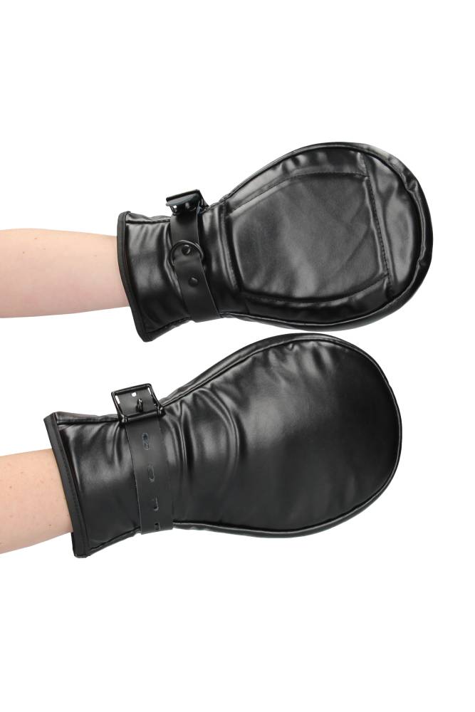 Ouch by Shots Toys - Puppy Play - Neoprene Dog Mitts with Padlocks - Black - Stag Shop
