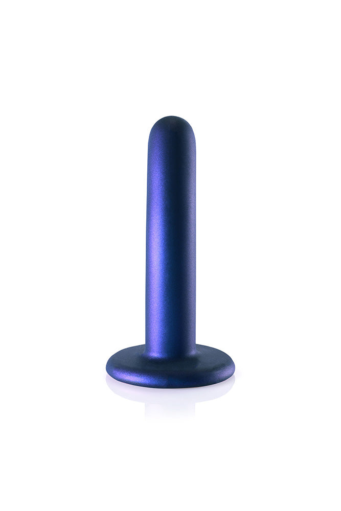 Ouch by Shots Toys - 5" Smooth Silicone Dildo - Metallic Blue - Stag Shop