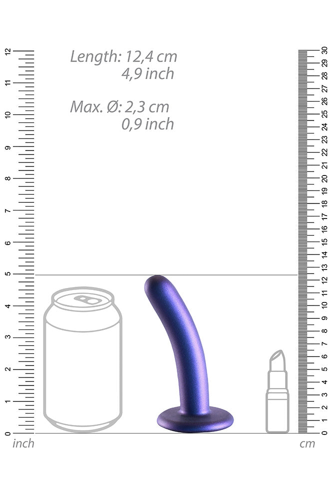Ouch by Shots Toys - 5" Smooth Silicone Dildo - Metallic Blue - Stag Shop