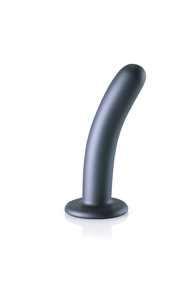 Ouch by Shots Toys - 6" Smooth Silicone Dildo - Gunmetal - Stag Shop