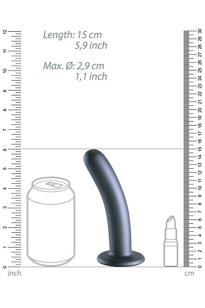 Ouch by Shots Toys - 6" Smooth Silicone Dildo - Gunmetal - Stag Shop