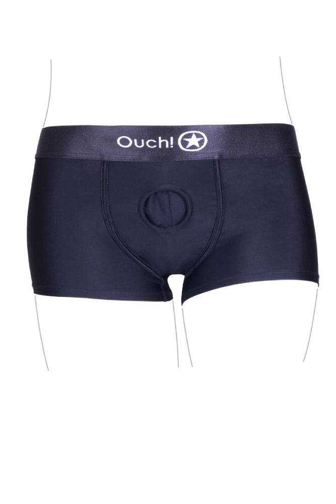 Ouch by Shots Toys - Vibrating Strap-on Boxer - Black - Various Sizes - Stag Shop