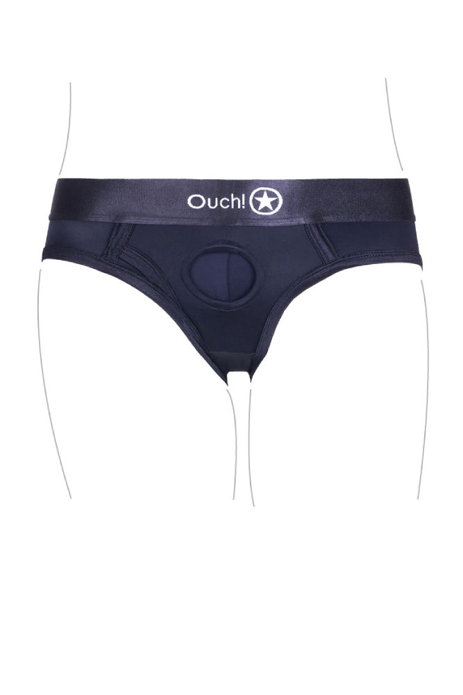 Ouch by Shots Toys - Vibrating Strap-on High-cut Brief - Black - Various Sizes - Stag Shop