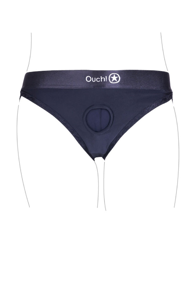 Ouch by Shots Toys - Vibrating Strap-on Hipster Panty Harness - Black - Various Sizes - Stag Shop