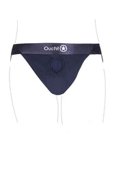 Ouch by Shots Toys - Vibrating Strap-on Panty Harness with Open Back - Black - Various Sizes - Stag Shop