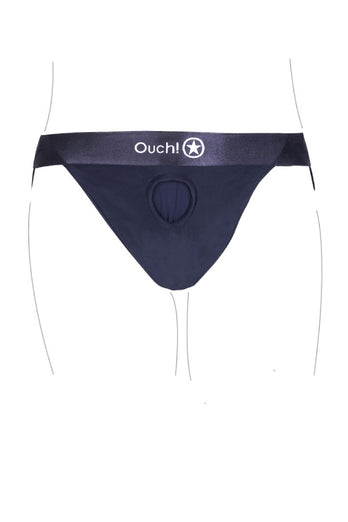 Ouch by Shots Toys - Vibrating Strap-on Panty Harness with Open Back - Black - Various Sizes - Stag Shop