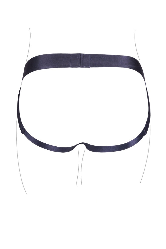 Ouch by Shots Toys - Vibrating Strap-on Panty Harness with Open Back - Black - Various Sizes - Stag Shop