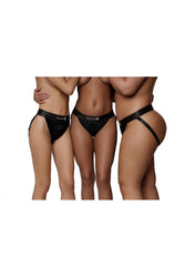 Ouch by Shots Toys - Vibrating Strap-on Panty Harness with Open Back - Black - Various Sizes - Stag Shop