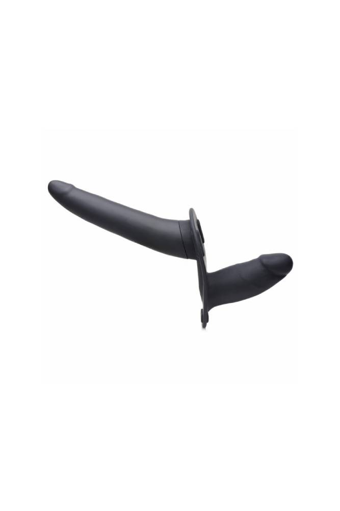 XR Brands - Strap U - 28X Power Pegger Vibrating Double Dildo with Harness & Remote - Black - Stag Shop