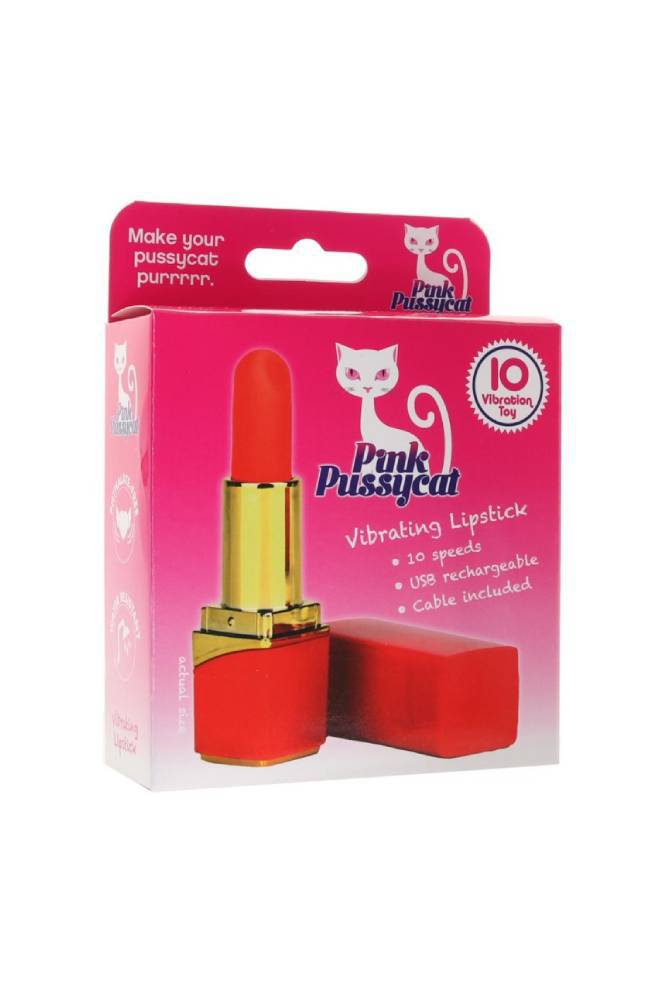 Cousins Group - Pink Pussycat Rechargeable Lipstick Vibrator - Red/Gold - Stag Shop
