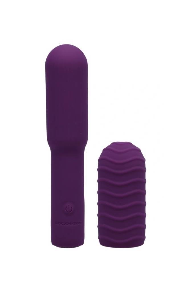 Doc Johnson - Pocket Rocket Elite - Rechargeable Waterproof Vibrator with Removable Sleeve - Purple - Stag Shop