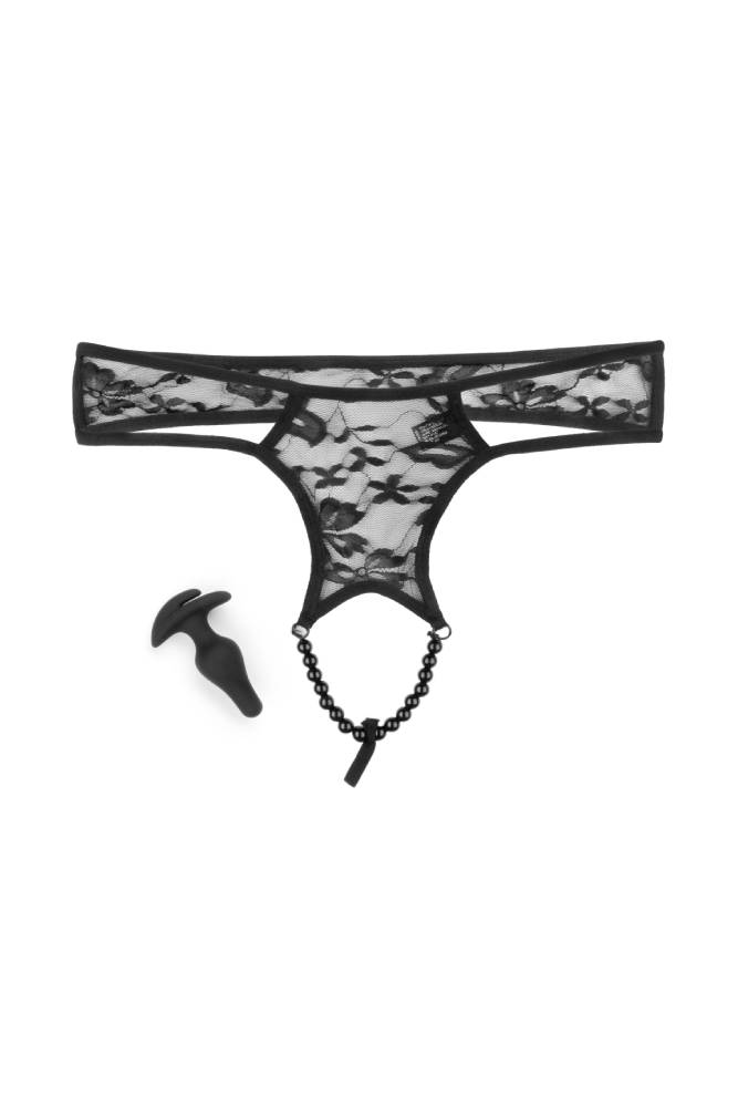 Pipedream - Hookup Panties - Crotchless Pleasure Panties with Clitoral Beads & Attachable Butt Plug - Size S-L - Stag Shop