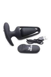 XR Brands - Ass Thumpers - Power Plug 7X Vibrating Hollow Butt Plug with Remote - Black - Stag Shop