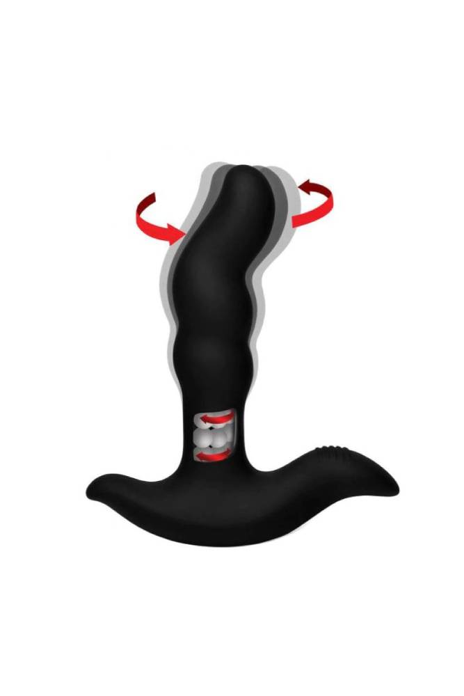 XR Brands - Prostatic Play - Rimstatic Rotating Prostate Plug & Remote - Black - Stag Shop