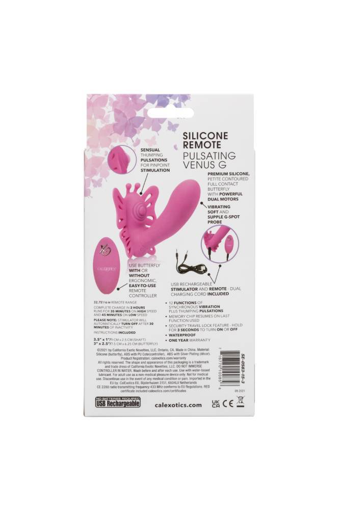 Cal Exotics - Venus G Butterfly Pulsing Wearable Remote Controlled Vibrator - Pink - Stag Shop