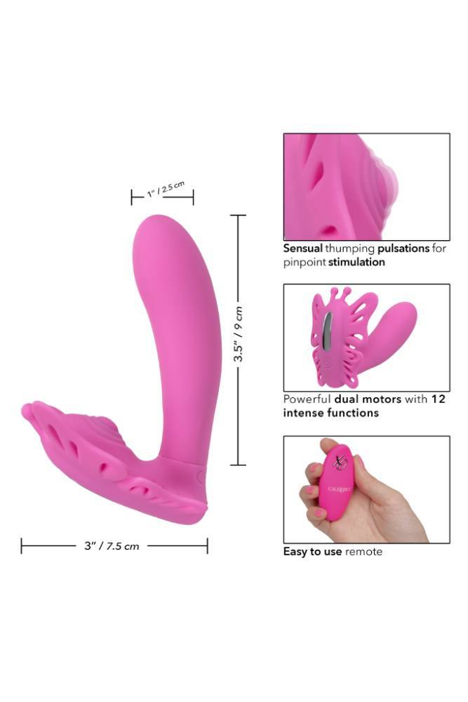 Cal Exotics - Venus G Butterfly Pulsing Wearable Remote Controlled Vibrator - Pink - Stag Shop
