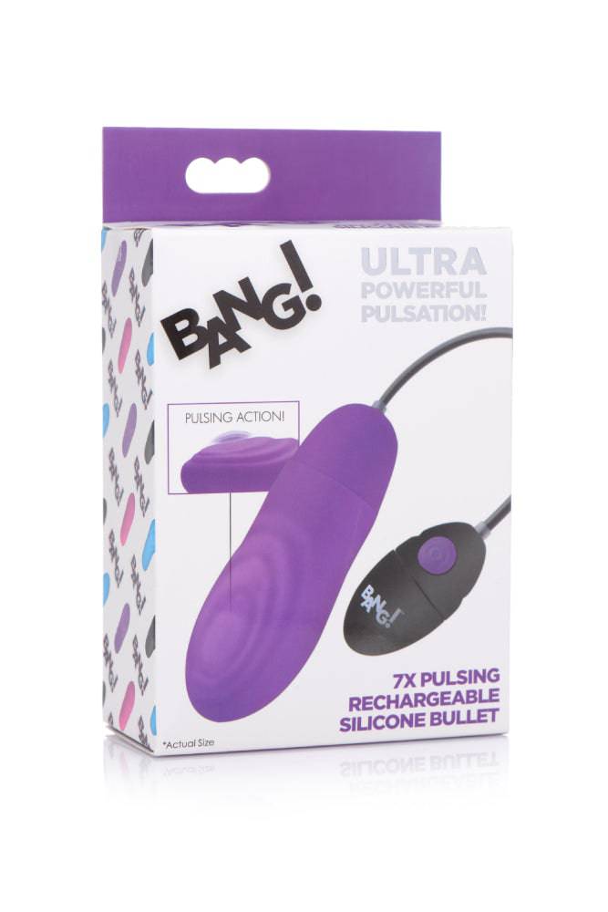 XR Brands BANG 7X Pulsing Rechargeable Silicone Bullet Purple