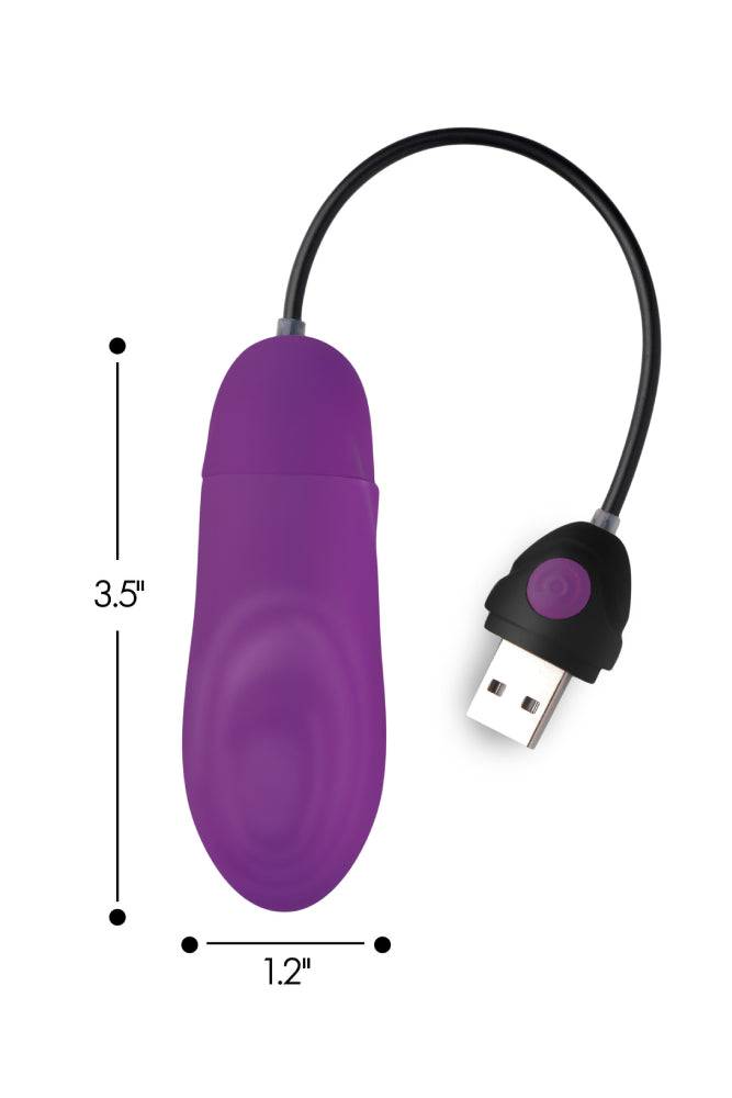 XR Brands - 7X Pulsing Rechargeable Silicone Bullet - Purple - Stag Shop