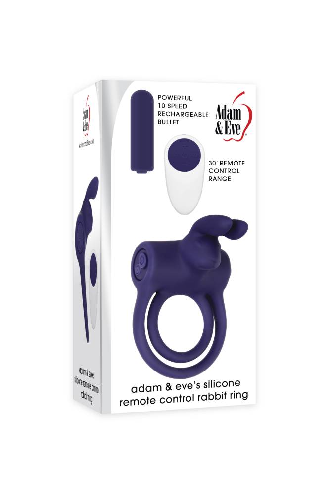 Adam & Eve - Silicone Remote Controlled Rabbit Cock Ring - Purple - Stag Shop