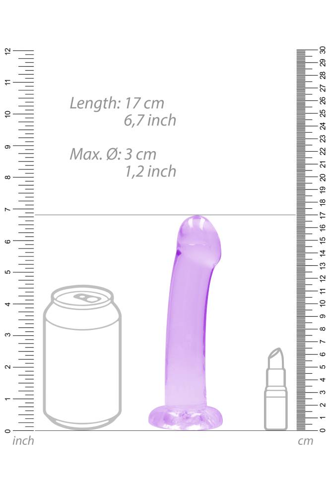 Shots Toys - Real Rock - 7" Crystal Clear Non-Phallic Dildo - Purple - Stag Shop