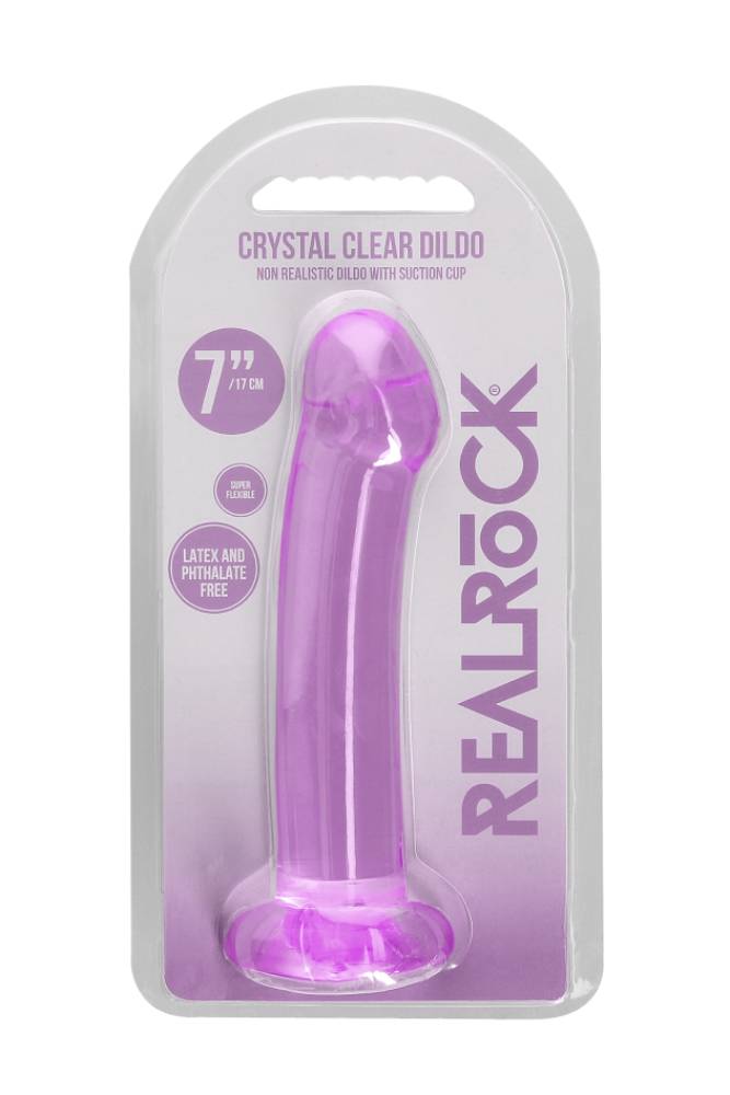 Shots Toys - Real Rock - 7" Crystal Clear Non-Phallic Dildo - Purple - Stag Shop