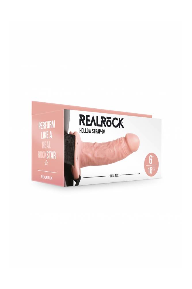 Shots Toys - RealRock - Hollow Strap-On - 6 inch - Beige - Stag Shop
