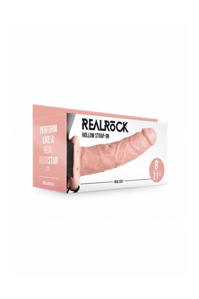 Shots Toys - RealRock - Hollow Strap-On - 8 inch - Beige - Stag Shop